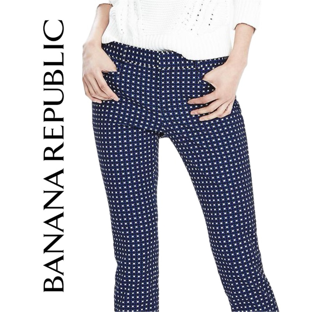Like New Banana Republic Sloan Blue Print Slim Ankle Pant Women’s 0 Petite